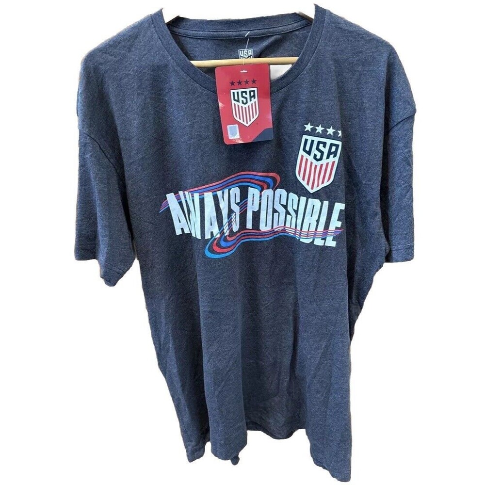 USA Soccer Unisex World Cup Always Possible Graphic T Shirt XL Gray New